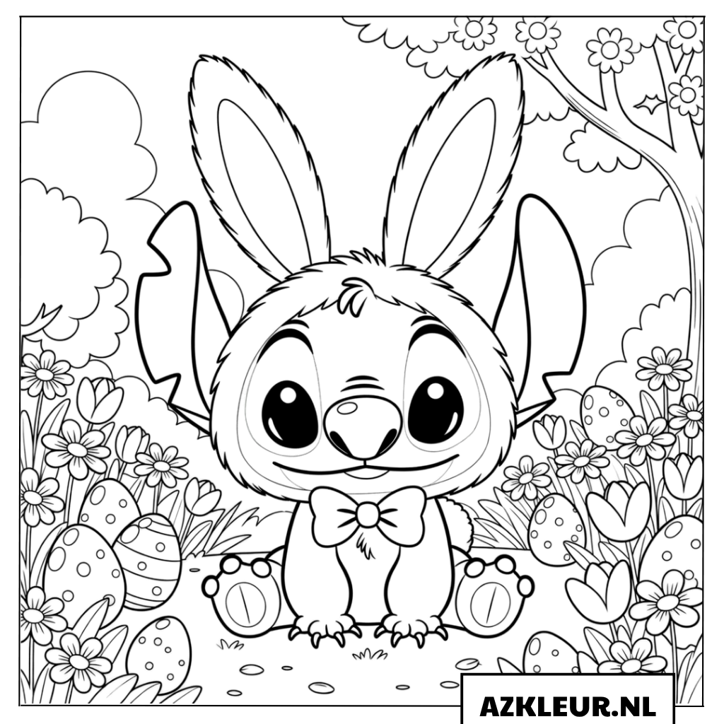 Kleurplaten Baby Stitch in een dinosauruskostuum