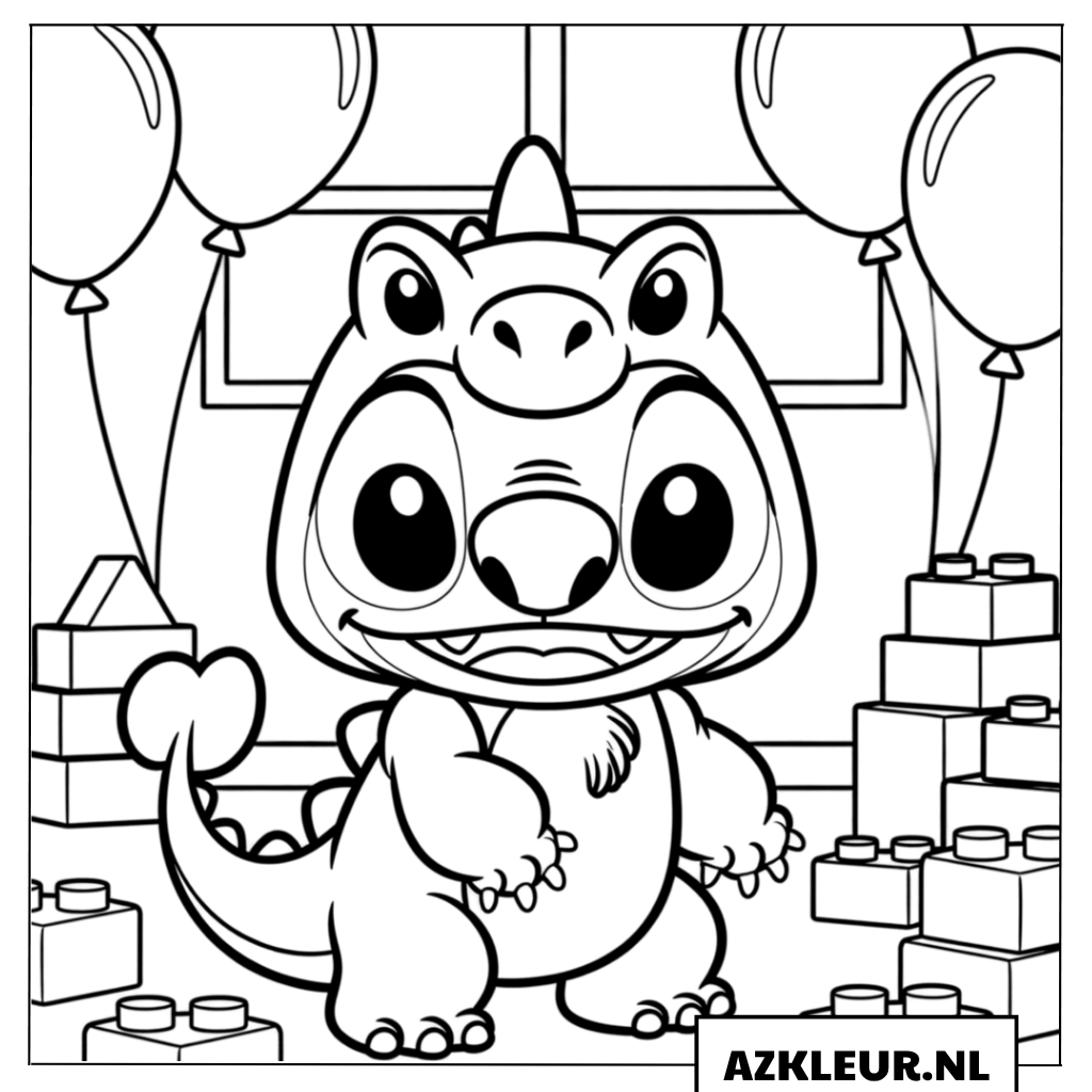 Kleurplaten Baby Stitch in een konijnenkostuum